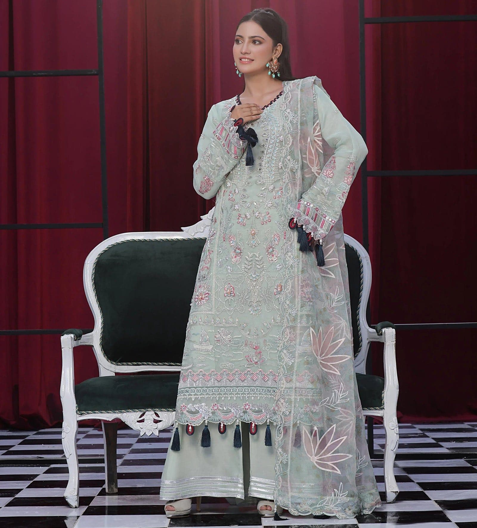 LOIZA by Fatima Bano Unstitched 3 PC Luxury Embroidered Organza - View 1