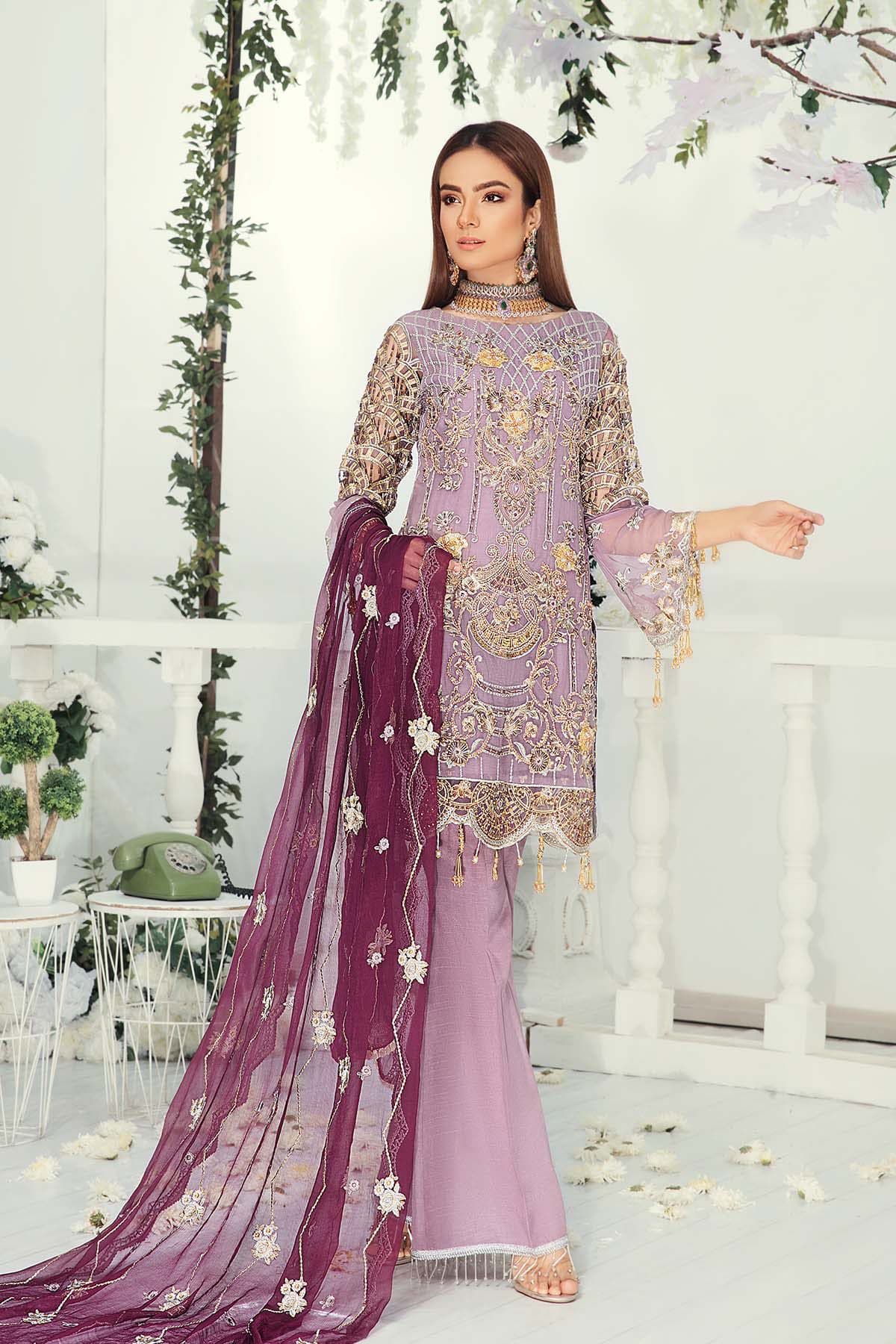 Emaan Adeel - Chiffon Embroidered Dress #J6118 — view 1