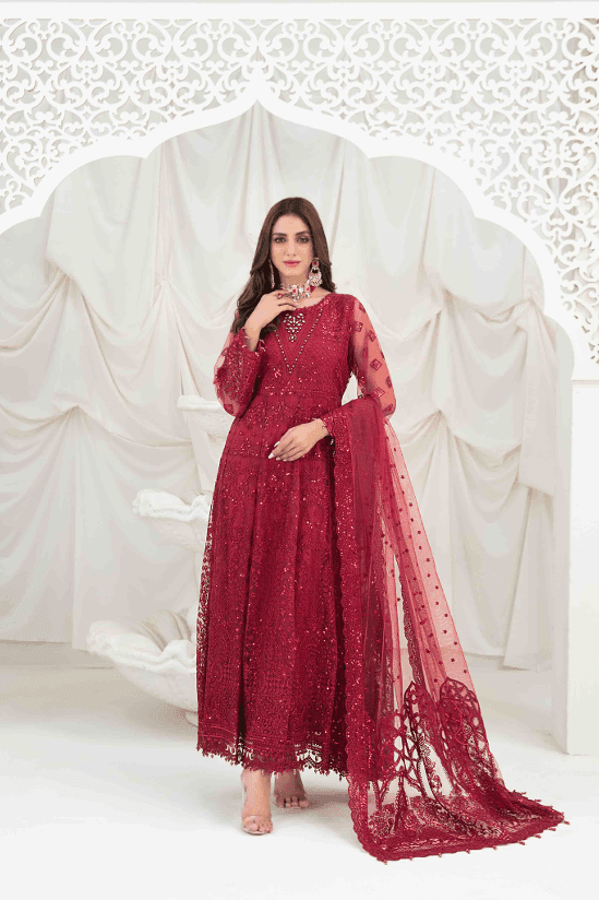 Tawwakal Fancy Heavy Embroidered Net Fabric Maxi Design-5 — view 1