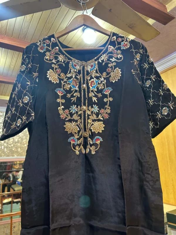 3-Piece Tussel Silk Heavy Embroidery Suit
